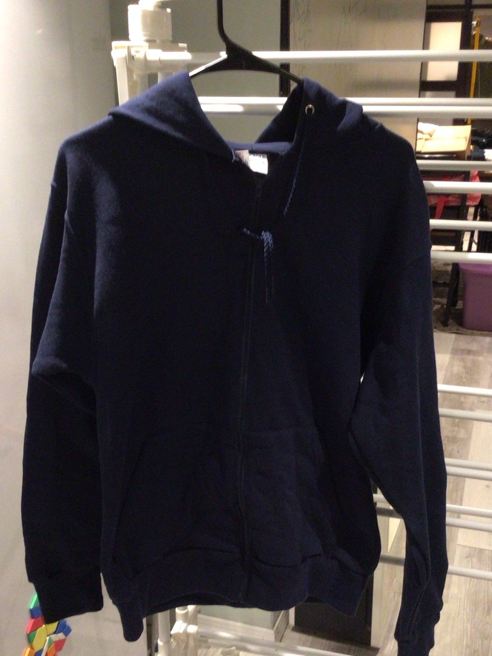 Men's Navy Zip-Up Hooded Jacket